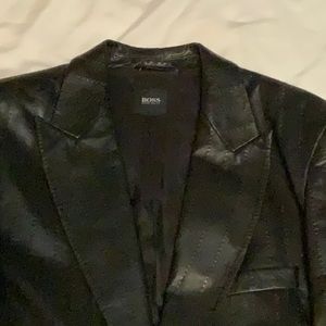 Hugo Boss Mens Stitched Leather Jacket Sz XL 46